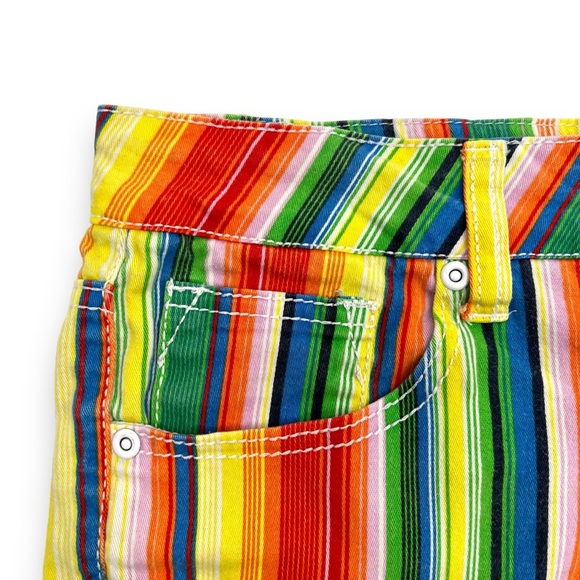 Something Trickie Bright Rainbow Stripe Mid Rise 2" Shorts Size 11 34X2 - Picture 3 of 7
